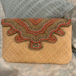 Tommy Bahama straw clutch bag
